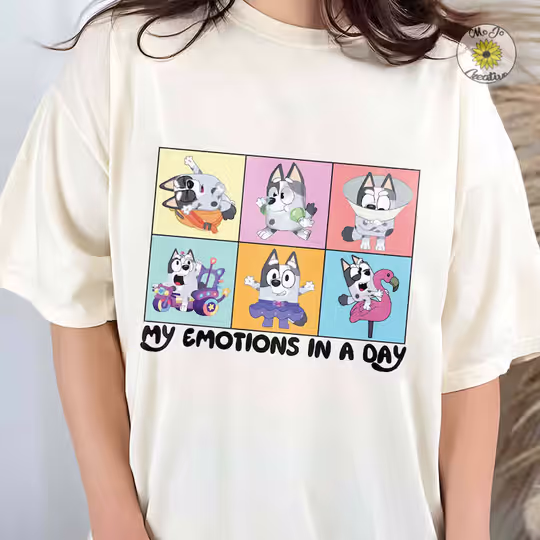 Discover Blue Dog Shirt, My Emotions In A Day Tee, Muffin Cute Blue Dog Shirt