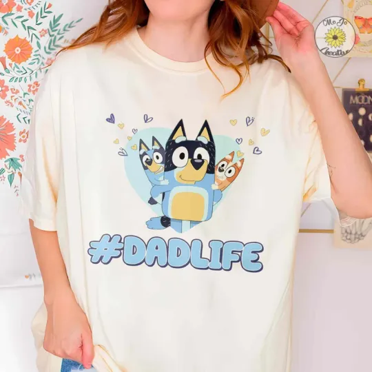 Discover Family Blue Dog Shirt, Cute Blue Dog Dadlife Vintage Tee, Best Father's Day Gift