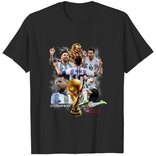 Discover Messi Shirt Graphic World Cup Qatar 2022 Argentina Champions Shirt