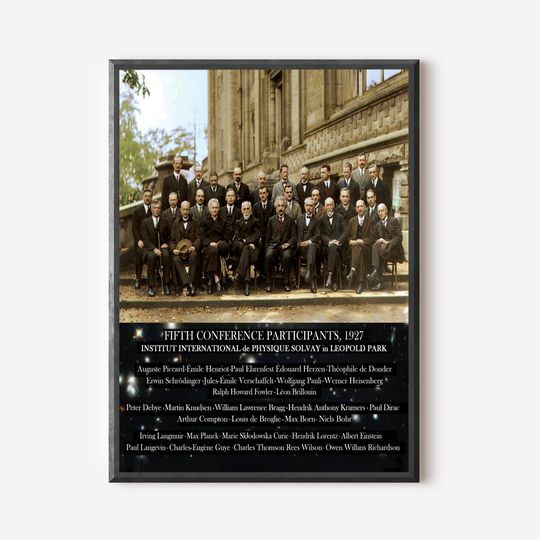 Discover 1927 Solvay Conference (spacetime bg) Poster