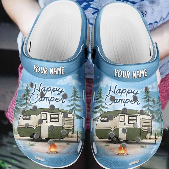 Discover Happy Campers - Camping Personalized Custom Unisex Clogs, Slide Sandals - Gift For Camping Lovers