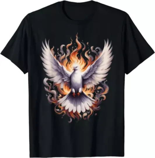 Discover The holy spirit flaming dove Pentecost Christian Tee T-Shirt