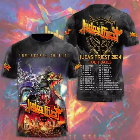 Discover Judas Priest Band Invincible Shield 2024 Tour T-Shirt