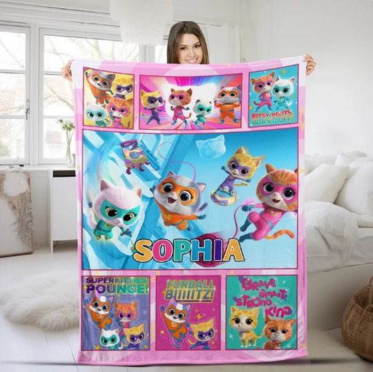 Discover Personalized SuperKitties Cat Blanket, SuperKitties Fleece Blanket