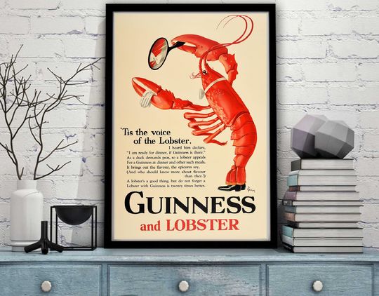 Discover Guinness and Lobster Beer Propaganda Poster