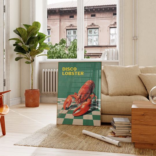 Discover Green Disco Lobster Bright and Vibrant Poster