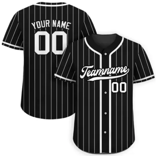 Discover Printed Black White Custom Baseball Jersey with Teamname