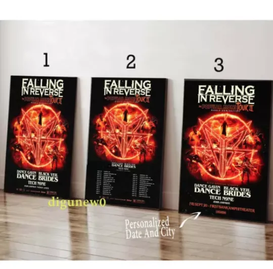 Discover Custom Falling in Reverse - Popular Monstour II 2024 Poster