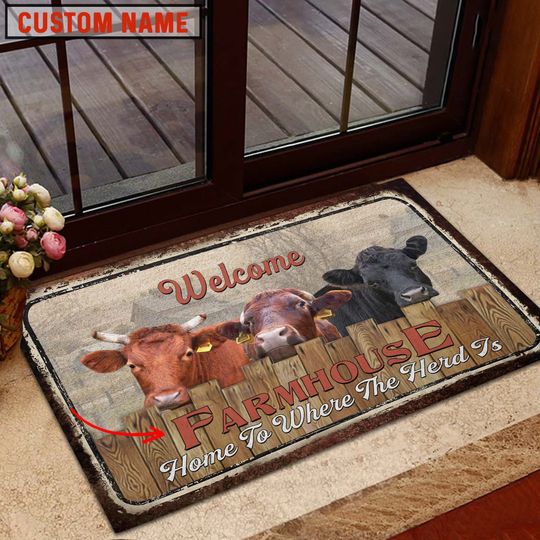 Discover Dexter Custom Name - Home To Where The Herd Is FarmHouse Doormat