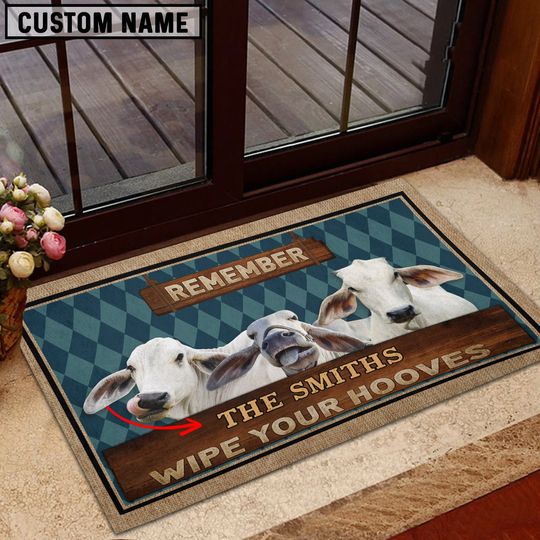 Discover Brahman Wipe Your Hooves Custom Name Doormat