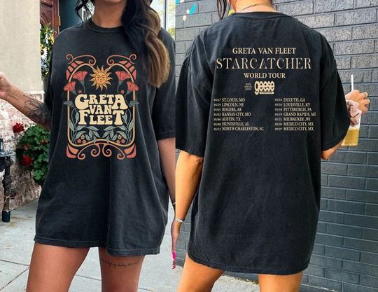 Discover 90s Greta Van Fleet Band Shirt, Greta Van Fleet World Tour 2024 Merch
