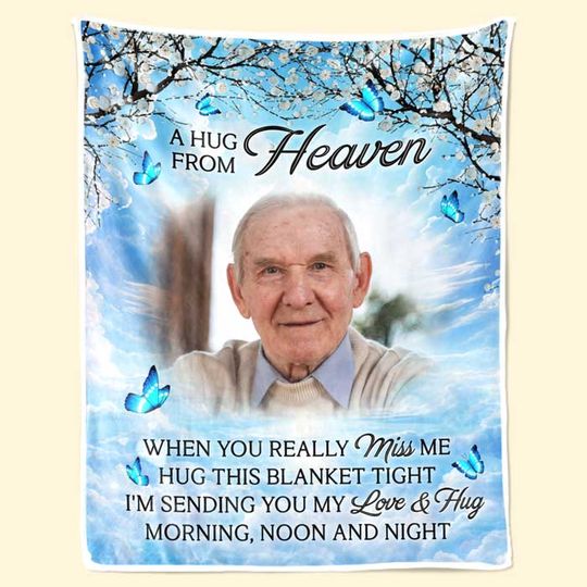 Discover Kisses From Heaven Granparents Custom Upload Photo Memorial Personalized Blanket
