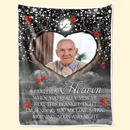 Discover Memorial Family Custom Upload Photo A Hug From Heaven When You Really Miss Me Blanket