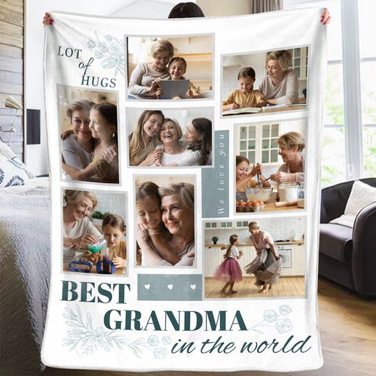 Discover Best Grandma In The World Custom Upload Image Personalized Family Members Gift Blanket