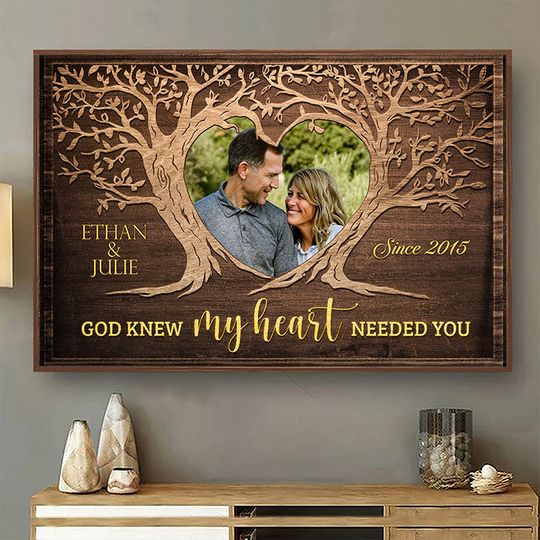 Discover God Knew My Heart Needed You Custom Upload Image Personalized Family Couple Poster