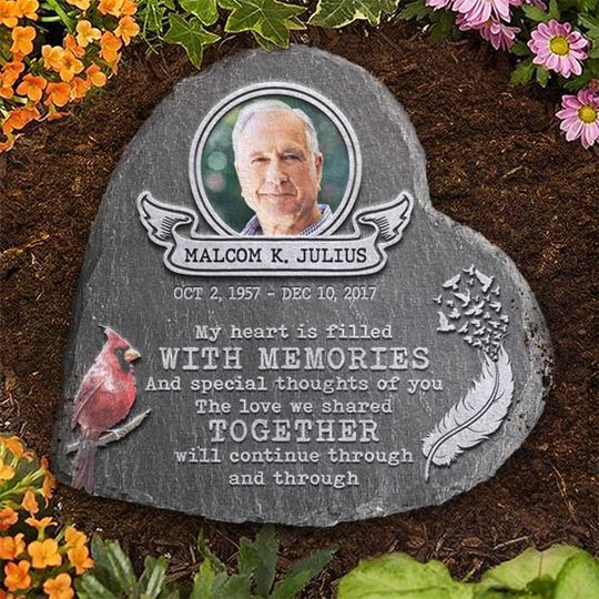 Discover My Heart Is Filled With Memories Custom Family Member Image Personalized Memorial Stone