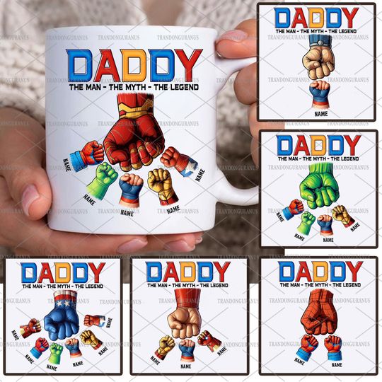 Discover Bundle Custom Father's Day Fist Bump Mug,  Daddy The Man The Myth The Legend