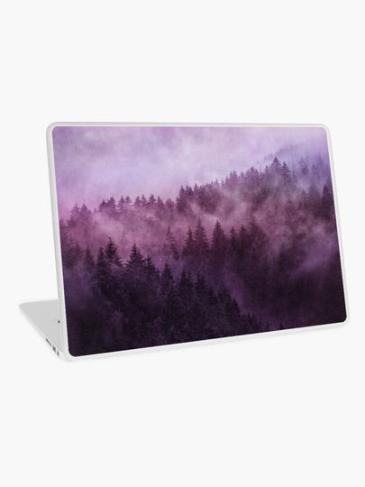 Discover Excuse Me, I&apos;m Lost // Laid Back In A Misty Foggy Raspberry Wilderness Romantic Cascadia Trees Forest Covered In Purple Magic Fog | Laptop Skin