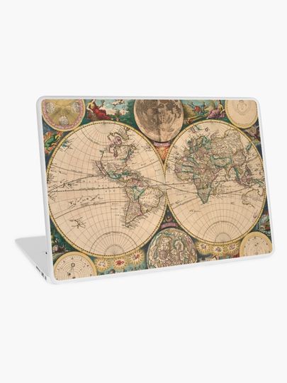 Discover Vintage Map of The World (1672) 2 | Laptop Skin