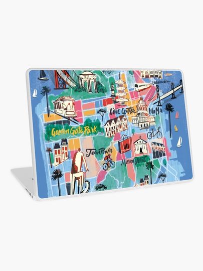 Discover San Francisco illustrated Map | Laptop Skin