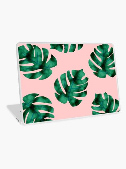 Discover Tropical fern leaves on peach | Laptop Skin