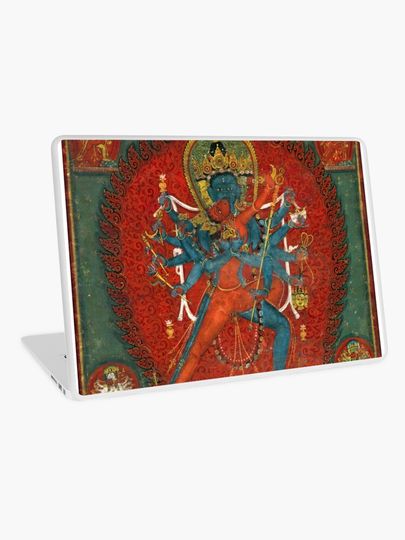 Discover Buddhist Painting: Chakrasamvara and Vajravarahi (Restored Tibetan Artwork) | Laptop Skin