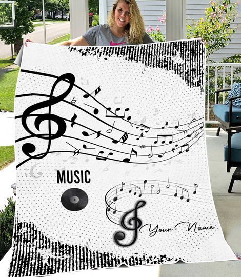 Discover Custom Music Blanket With Name, Sheet Music Blanket