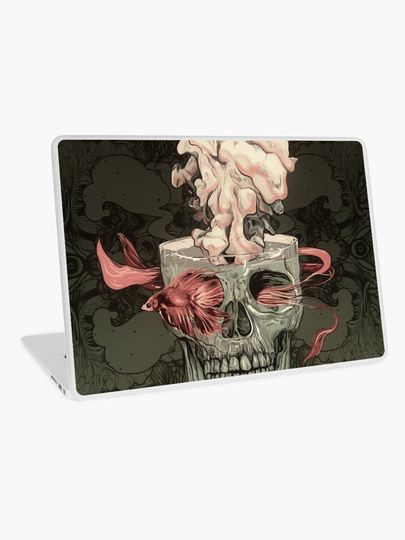 Discover Skull and Red Fish | Laptop Skin