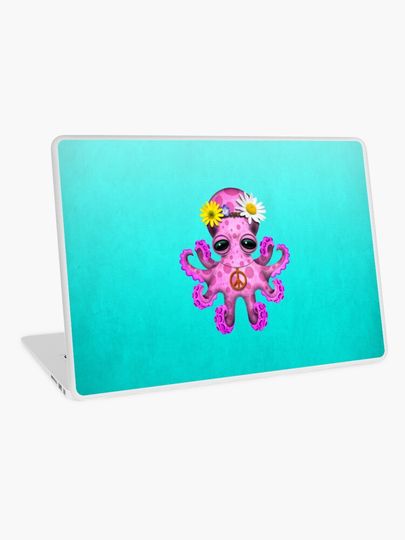 Discover Cute Pink Baby Octopus Hippie | Laptop Skin
