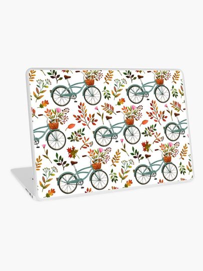Discover Autumn bike ride on white background | Laptop Skin