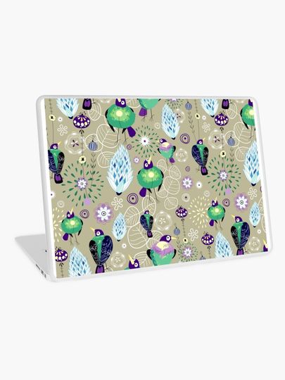 Discover floral pattern with birds | Laptop Skin