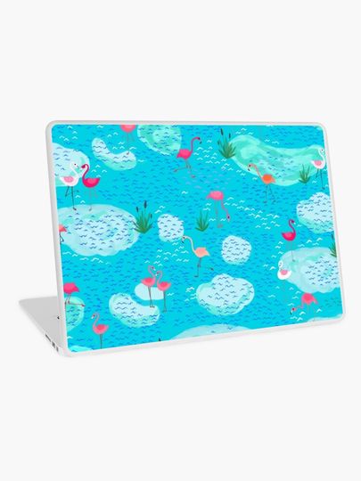 Discover Flamingo Lake-blue | Laptop Skin