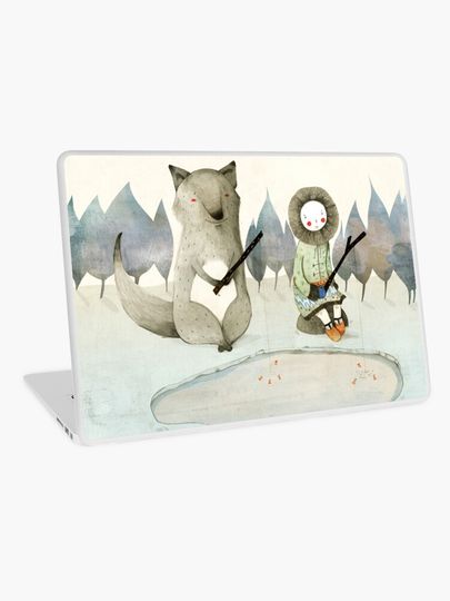 Discover The Little Inuit Girl And The Wolf | Laptop Skin