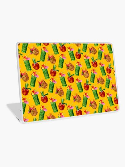 Discover Tiki Cocktail Pattern - Yellow | Laptop Skin