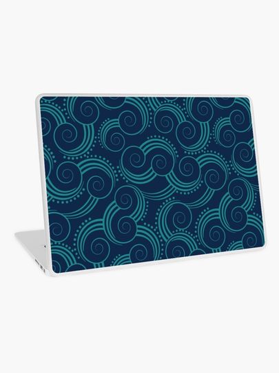 Discover Navy and Teal Ocean Swirls | Laptop Skin