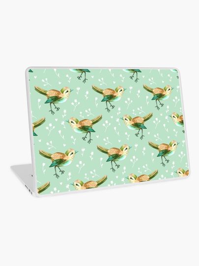 Discover Chestnut Songbird Floral on Sage Green | Laptop Skin