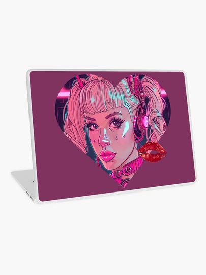 Discover Neon Love: Cyber Heartbeat | Laptop Skin