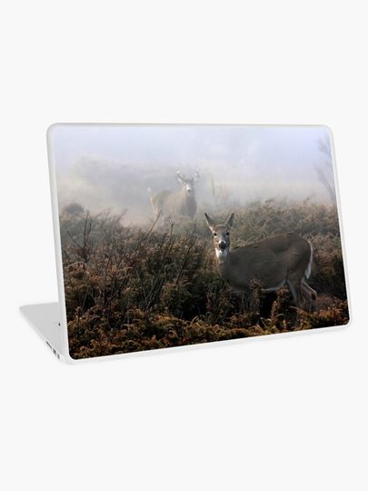 Discover The rut is on! - White-tailed deer in fog | Laptop Skin