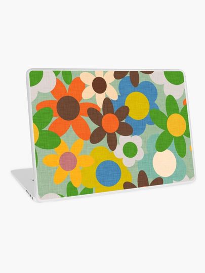 Discover 70s Floral Blue | Laptop Skin