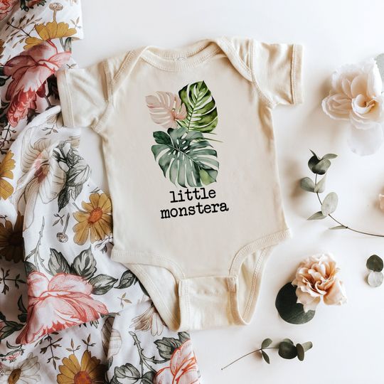 Discover Little Monstera Natural Organic Baby Bodysuit