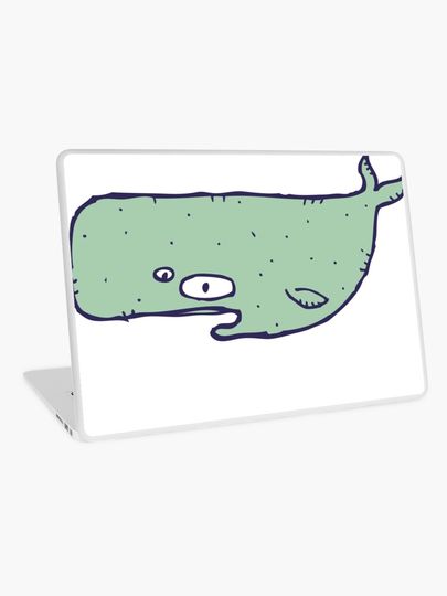 Discover Cute sketchy cartoon blue whale | Laptop Skin