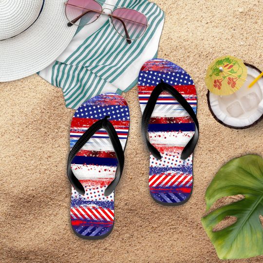 Discover 4th Of July Flip Flops, Stars And Stripes Glitter Glam Patriotic Summer Sandals