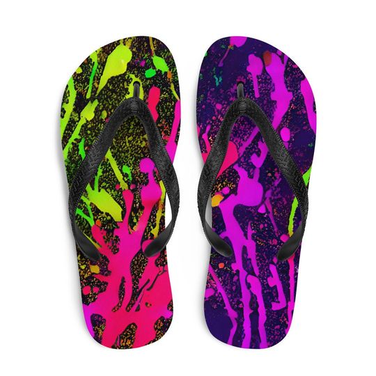 Discover Neon Ice Flip Flops, Fun Beach Shoes, Summer Sandals