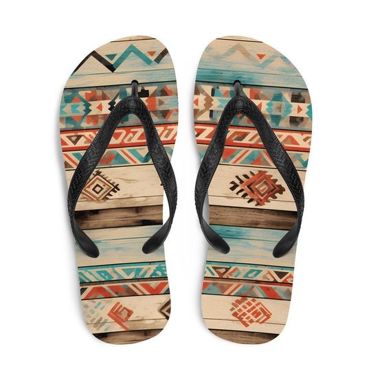 Discover Aztec Flip Flops, Fun Beach Shoes, Summer Sandals