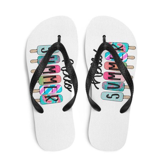 Discover HELLO SUMMER Flip Flops, Fun Beach Shoes, Summer Sandals