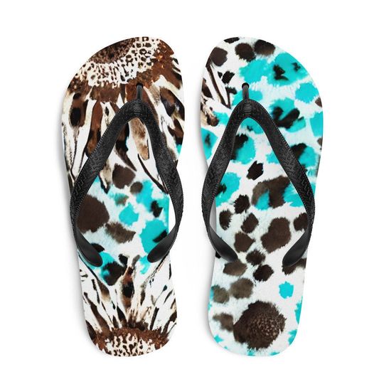 Discover Sunflower Watercolor Flip Flops, Fun Beach Shoes, Summer Sandals