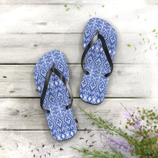 Discover Blue Ikat Flip Flops for Everyday Flips Flops for the Beach Flip Flops