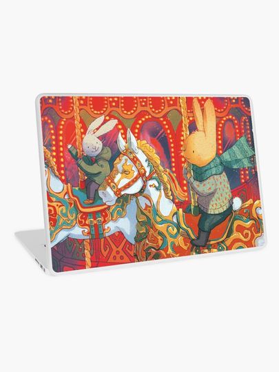 Discover Rabbits at the Fairground | Laptop Skin
