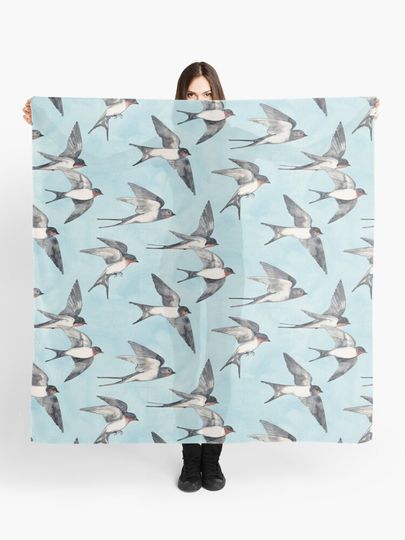 Discover Blue Sky Swallow Flight | Scarf