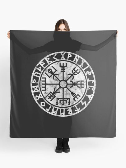 Discover Vintage, Vegvisir, symbol, Futhark runes, viking compass, norse, protection | Scarf